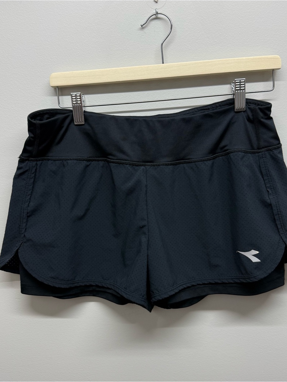 Diadora Women’s Black Athletic Running Shorts with Reflective Logo